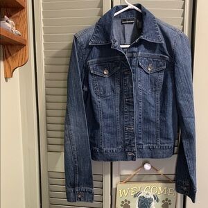 DKNY JEANS  Blue Jean Jacket with Contrasting Stitching